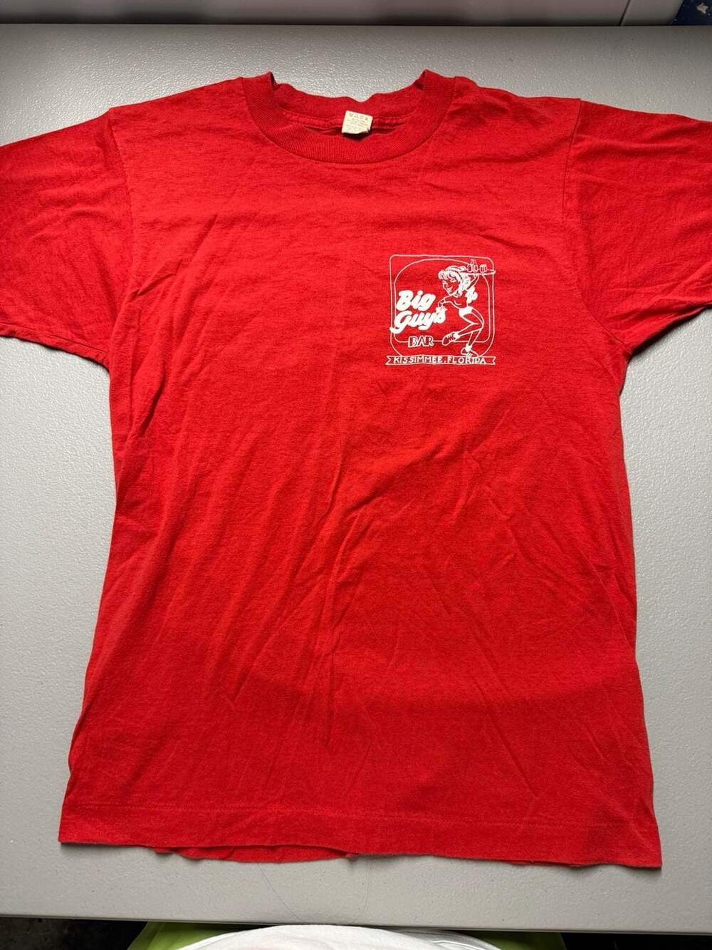 Vintage 80s Big Guy's Bar Kissimmee Florida Red T-Shirt Screen Stars Medium